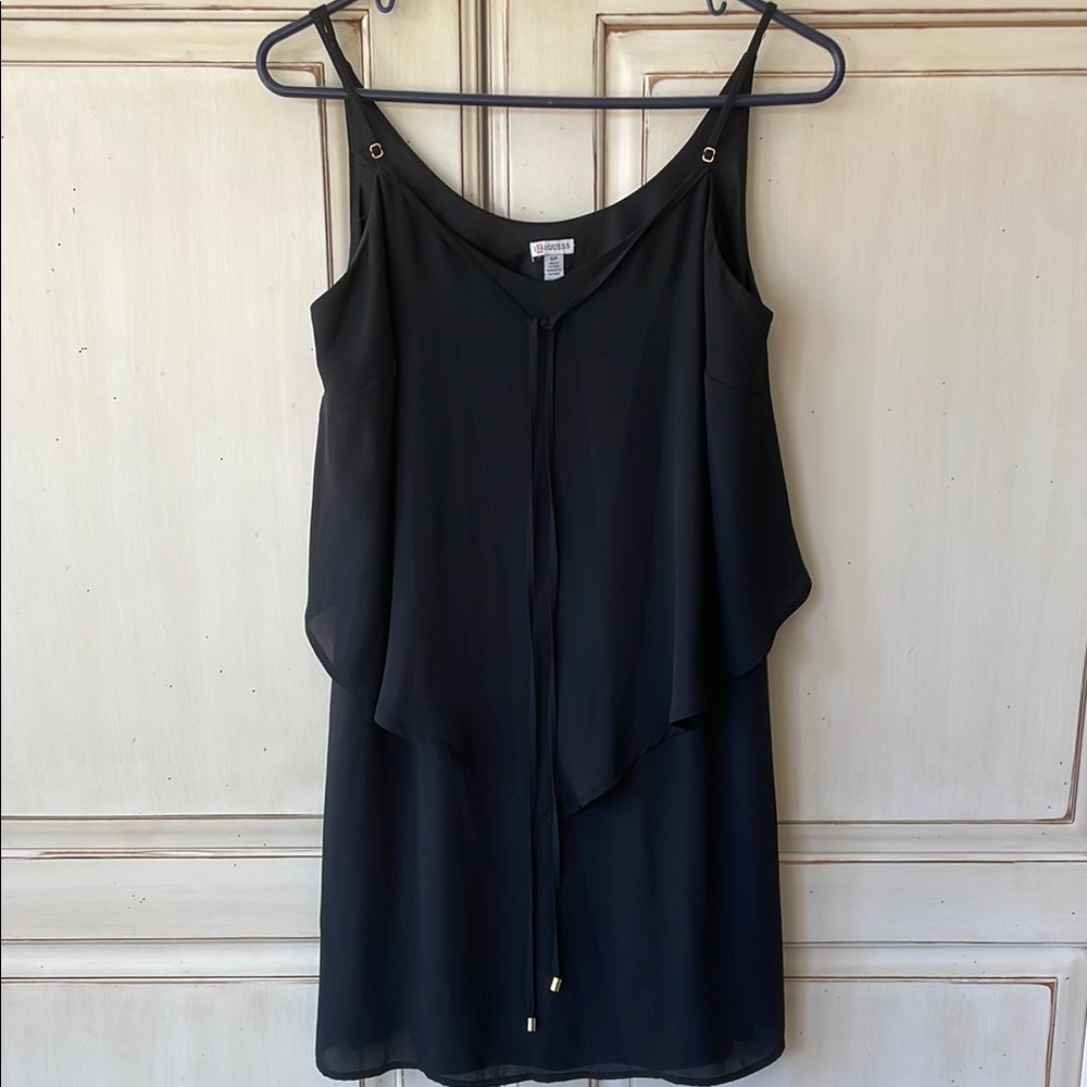 Guess Asymmetrical Black Tie Front Camisole Dress